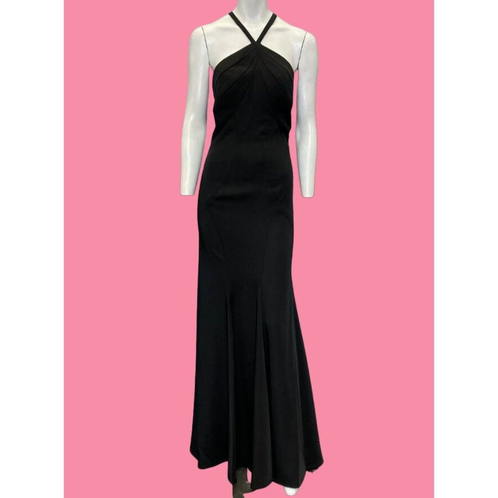 Dave & Johnny Halter Crossback Gown Black Size 11/12 NWT
